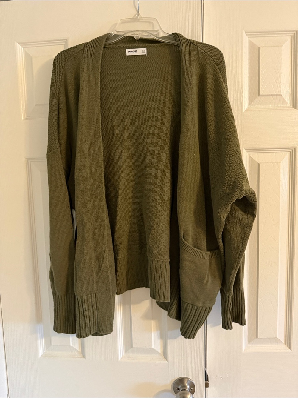 Sonoma Olive Green Open-Front Pocket Cardigan